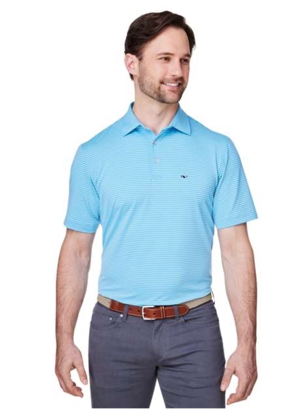 NWT Vineyard Vines Men's Bradley Stripe Sankaty Polo. Size XL. UPF 50+ Hull Blue